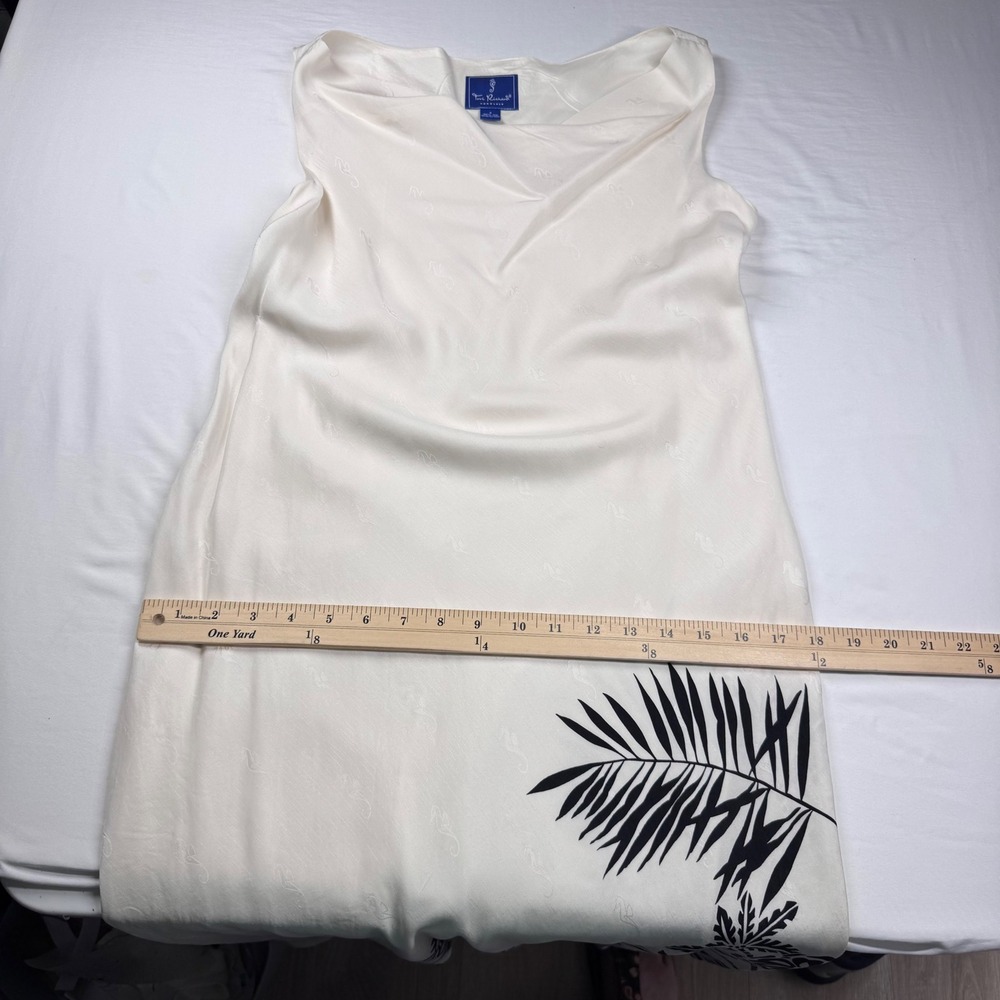 Tori Richard Hawaiian 100% Silk Midi Dress Sz 8 Cream Seahorse Palm Vacation Y2K - Picture 8 of 12